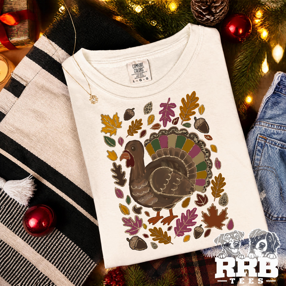 Turkey Surrounded In Leaves Graphic Tee