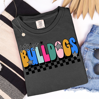 Colorful Retro Let's Go Bulldogs Graphic Tee