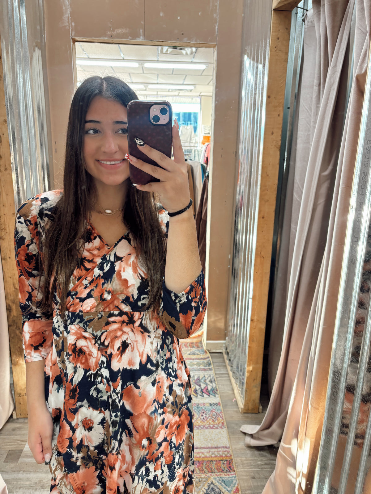 DB - Navy Floral Wrap Dress