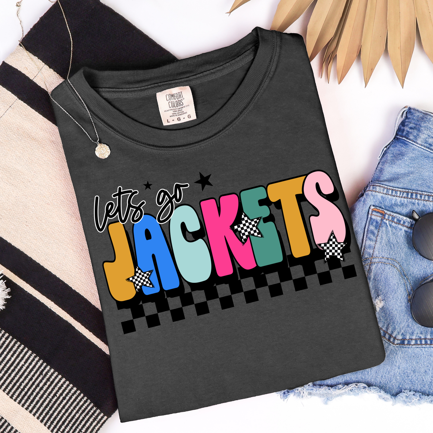 Colorful Retro Let's Go Jackets Graphic Tee