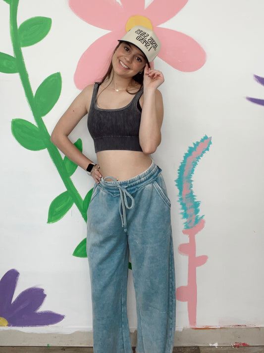 Total Package Acid Wash Pants - Blue Grey