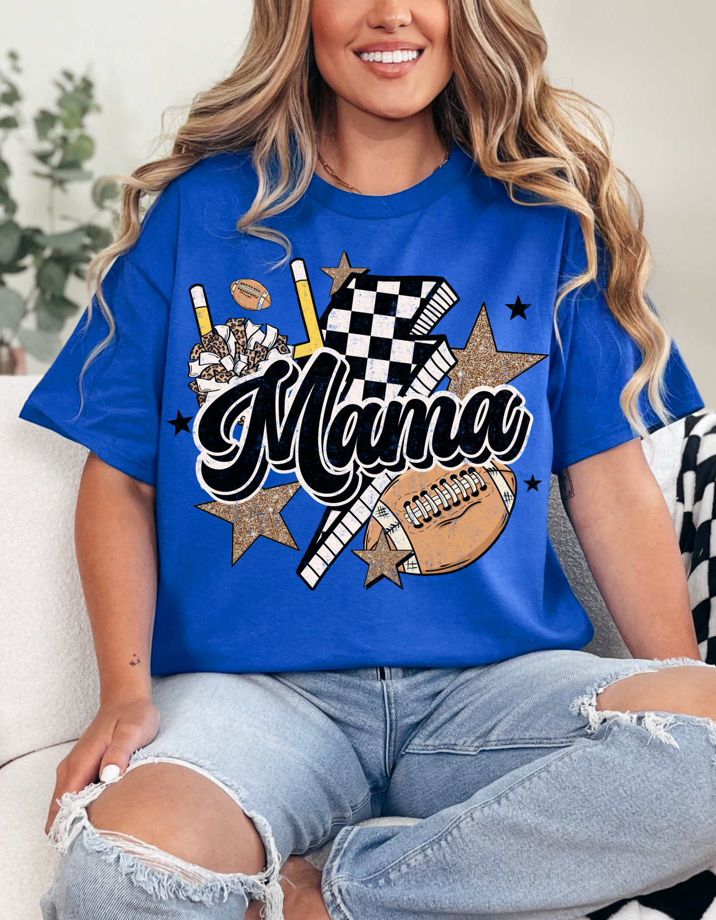 Mama Football Collage Graphic Tee