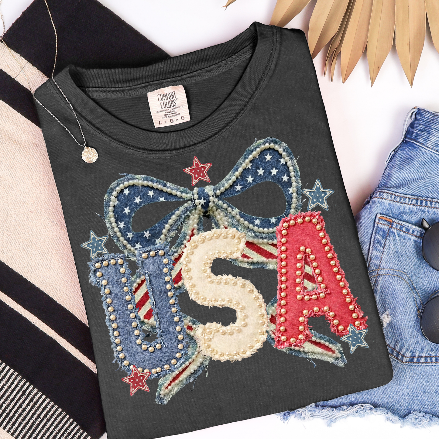 USA Bow Frayed Graphic Tee