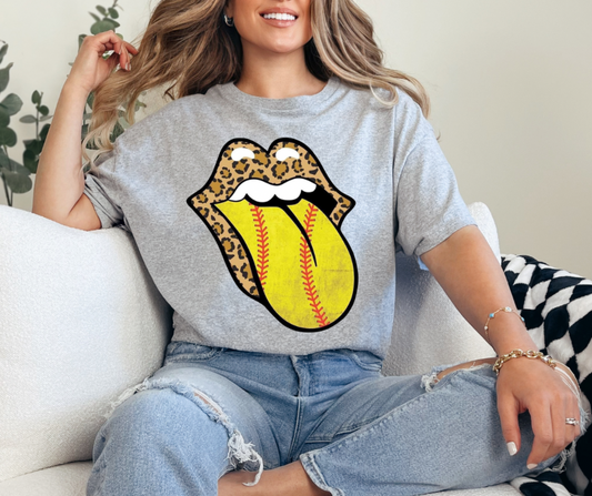 Softball Tongue Graphic Tee - Adult