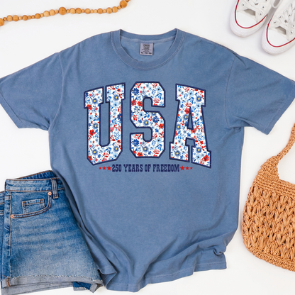 USA Floral Graphic Tee