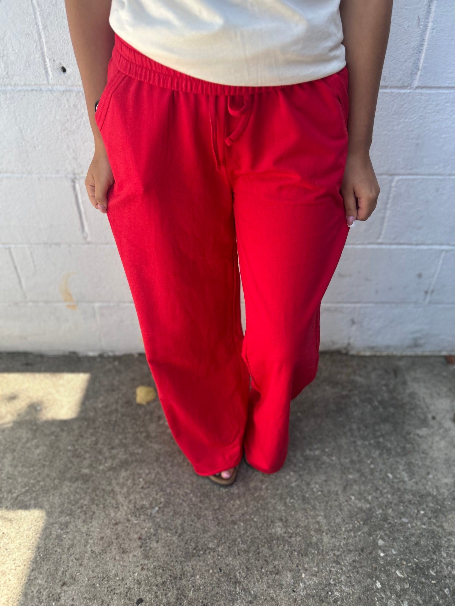 DOORBUSTER WIDE LEG SWEATPANTS - Ruby