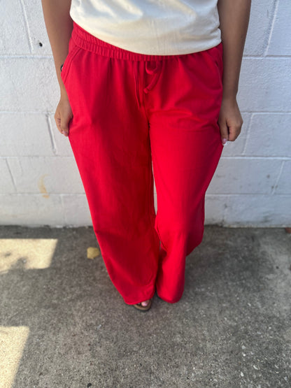 DOORBUSTER WIDE LEG SWEATPANTS - Ruby