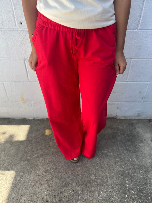 DOORBUSTER WIDE LEG SWEATPANTS - Ruby