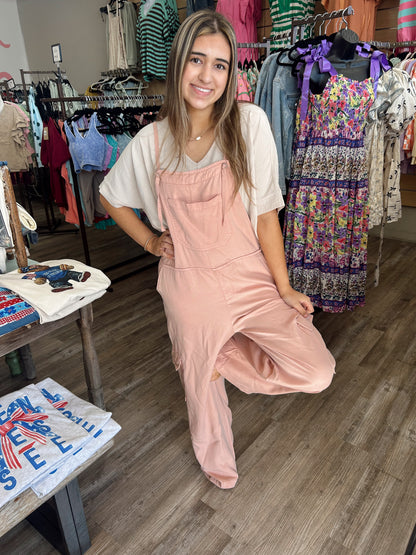 Fun in the Sun Peach Overalls