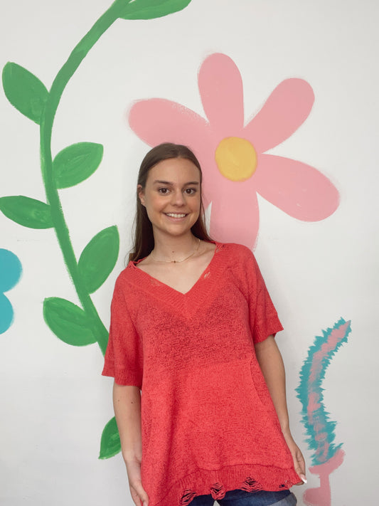 Beach Babe Sweater Top - Fuchsia