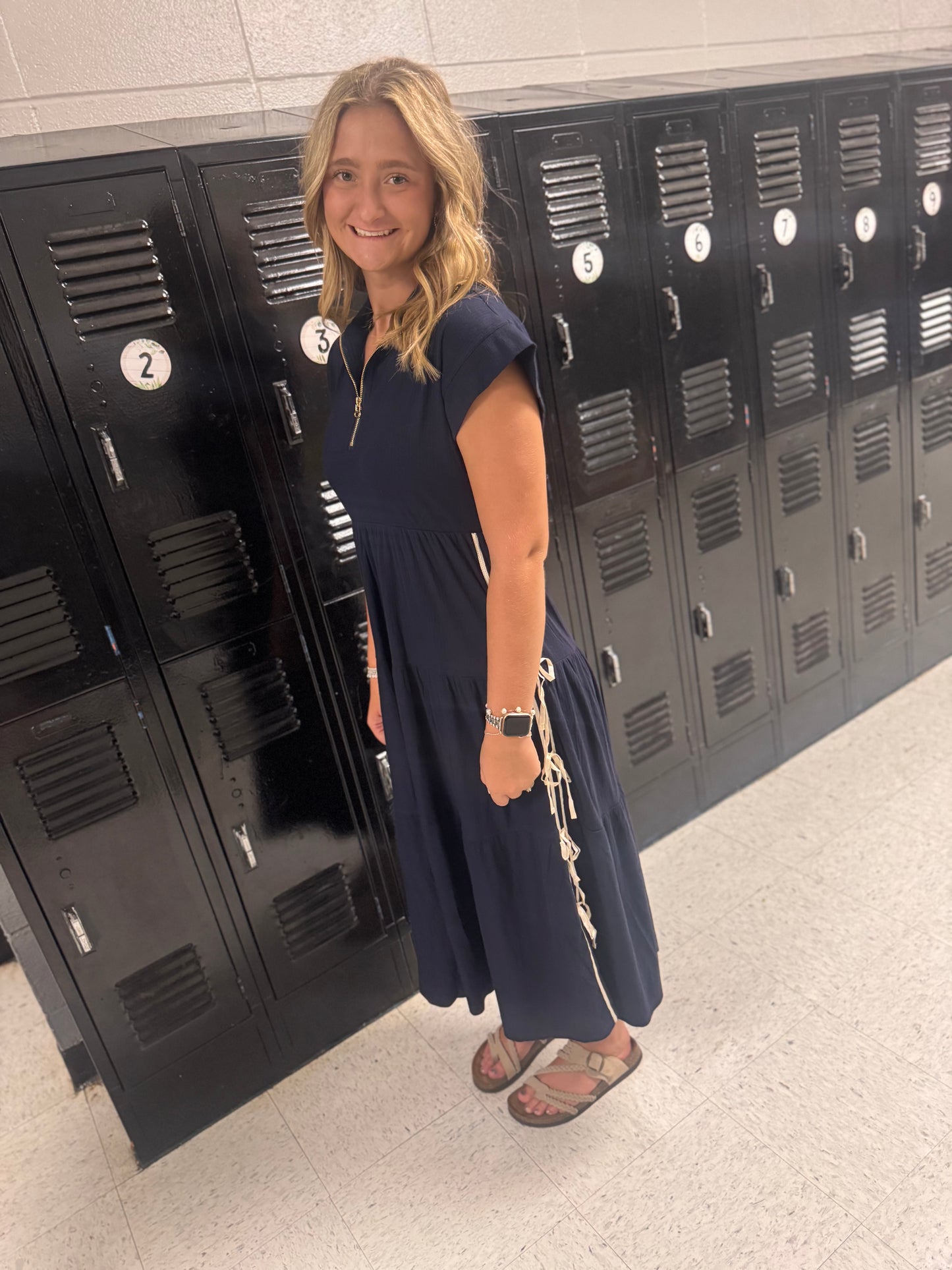Calm In The Storm Knit Dress - Navy