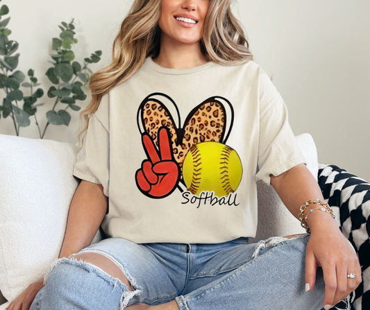 Big Peace Love & Softball Graphic Tee - Adult