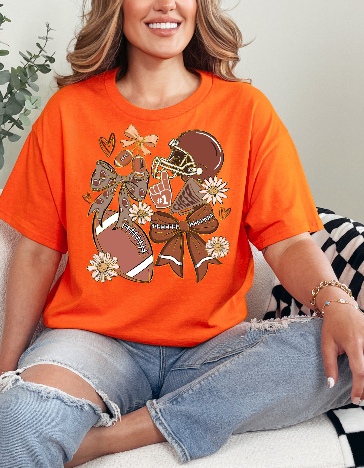 Football Daisy Collage Graphic Tee