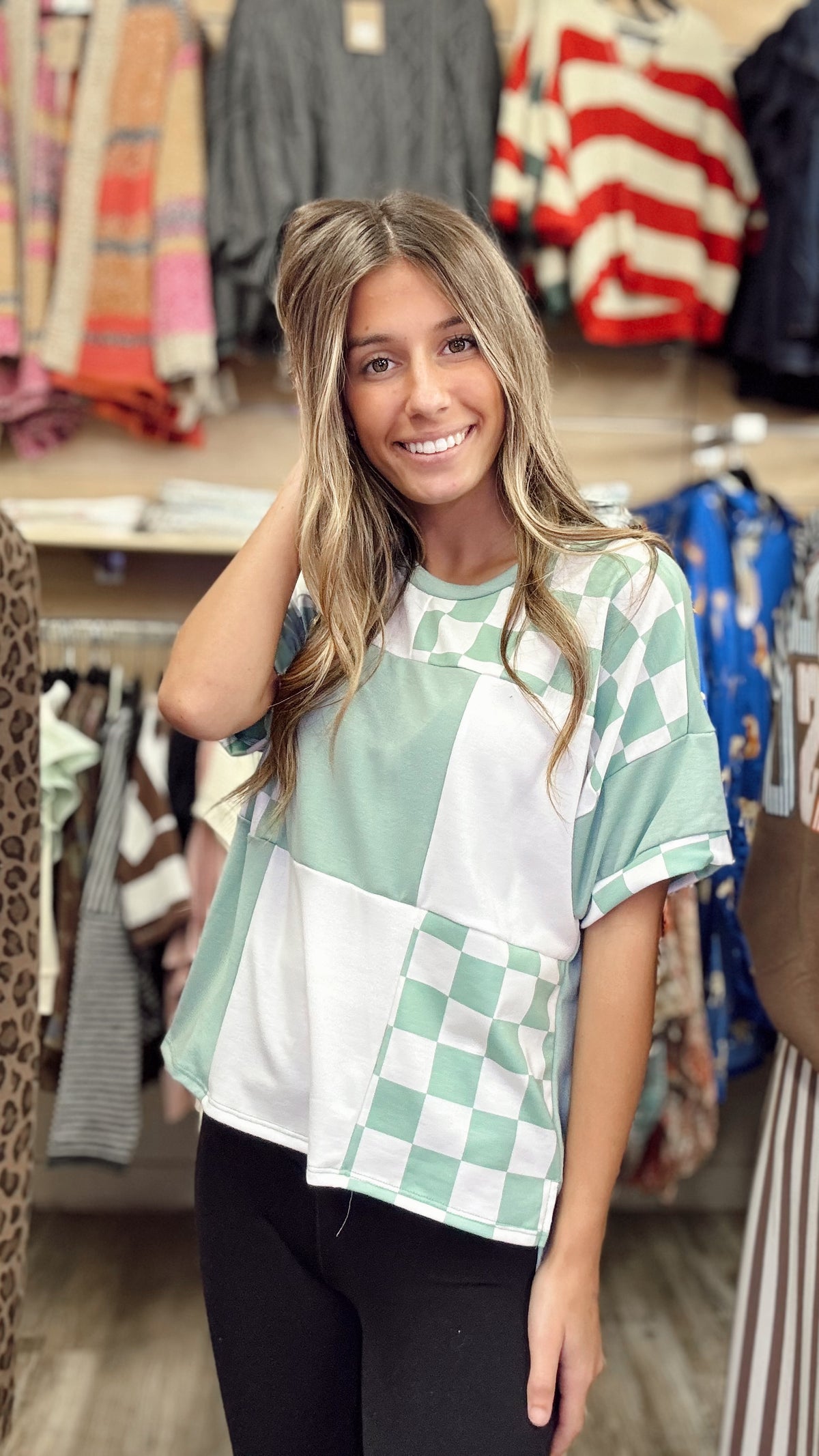 Heart Like Mine Checkered Top - Sage