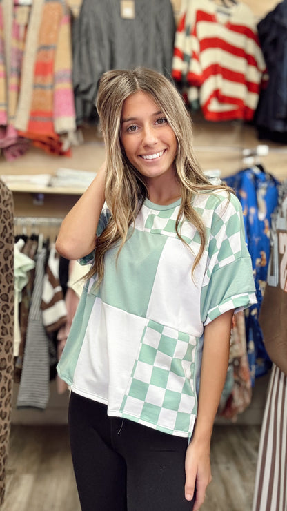 Heart Like Mine Checkered Top - Sage