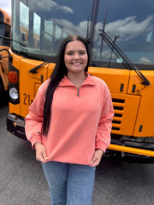 More Ya Know Quarter Zip Sweatshirt - Coral