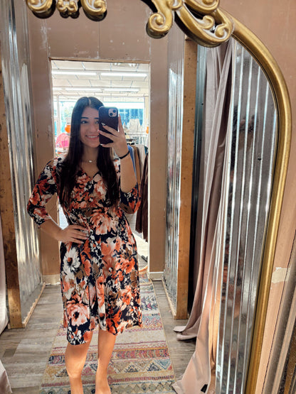 DB - Navy Floral Wrap Dress