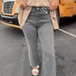 Becky Acid Wash Denim Cropped Jeans - Ash Black
