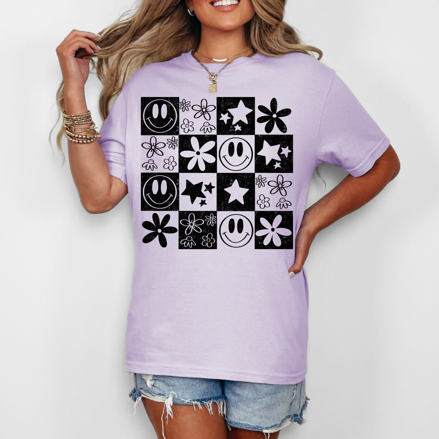 Smiley Checkers Graphic Tee