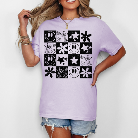 Smiley Checkers Graphic Tee