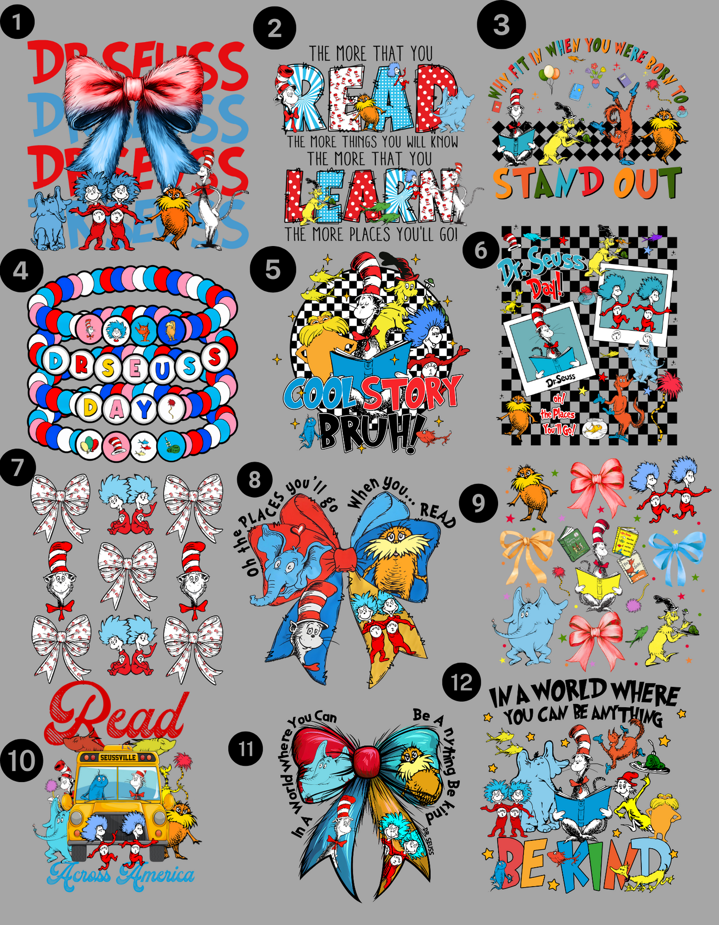 Dr Seuss 12 Designs - C