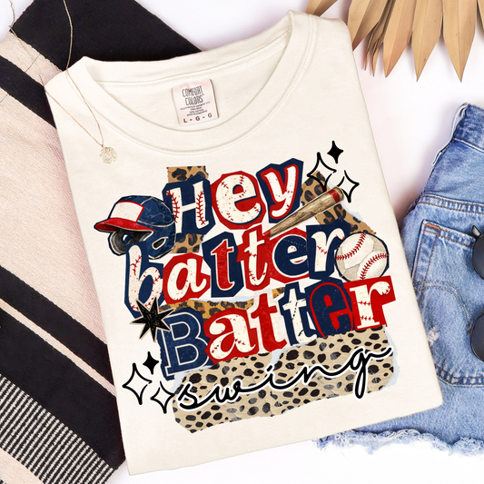 Hey Batter Batter Swing Magazine Cut Outs Graphic Tee