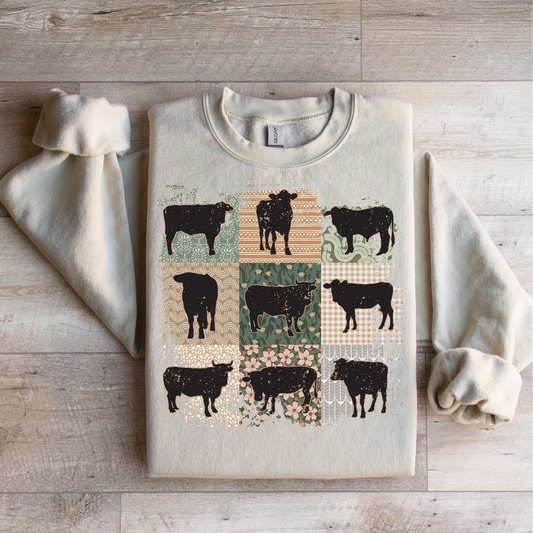 Cow Floral Squares Graphic Tee