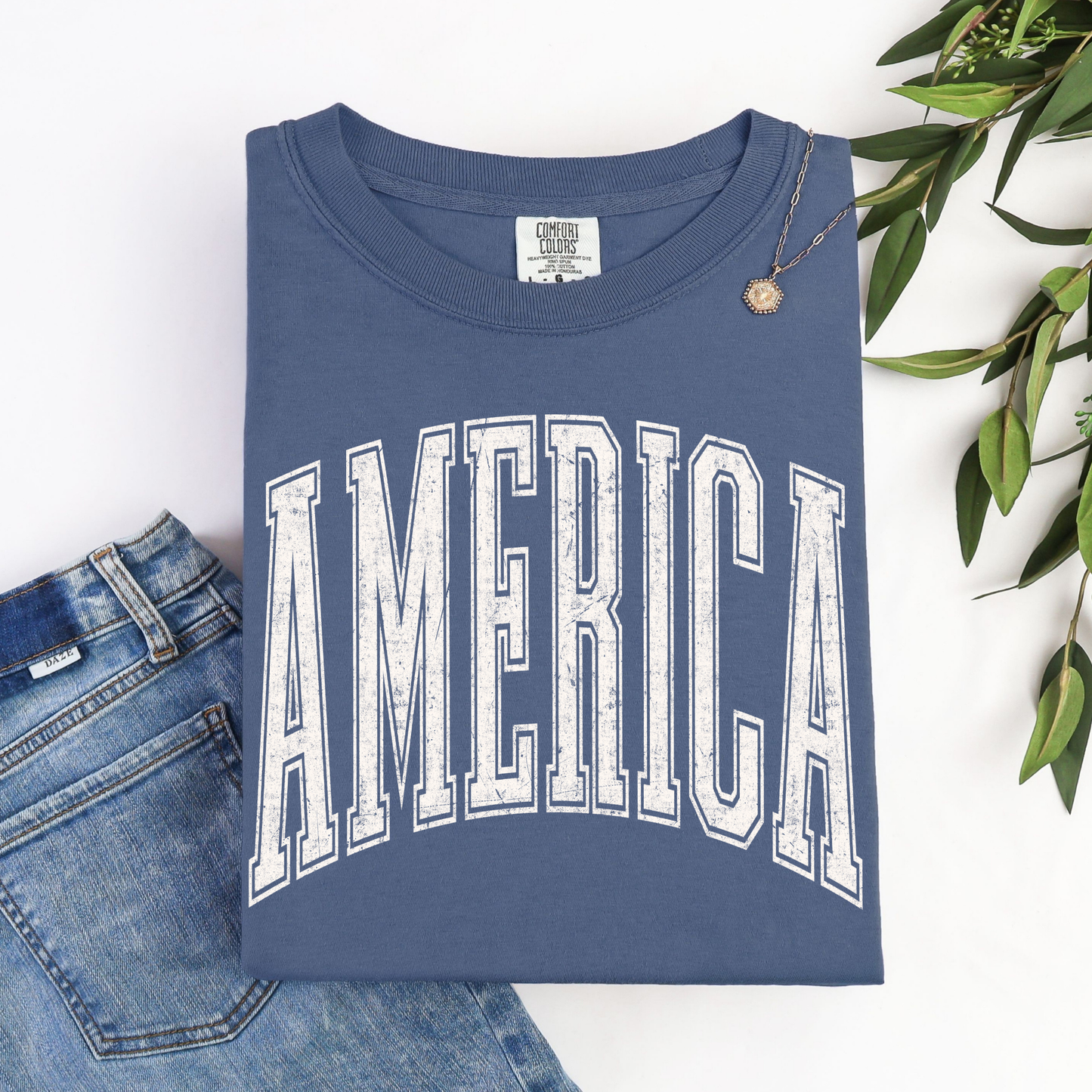 America White Ink Graphic Tee