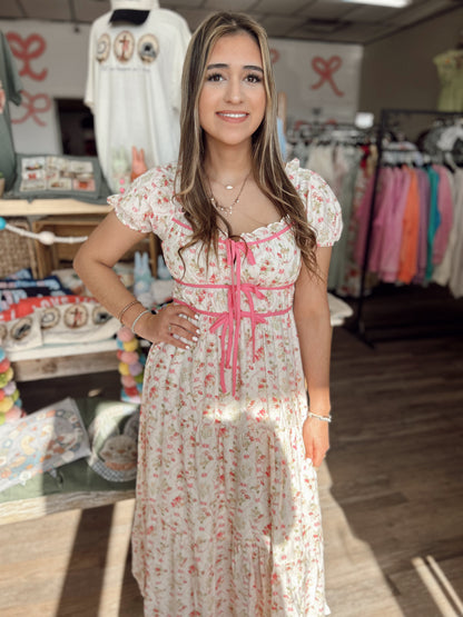Grace Upon Grace Floral Midi Dress - Pink