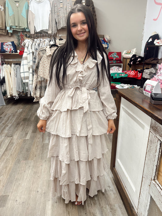 Blue Skies Ruffled Maxi Dress