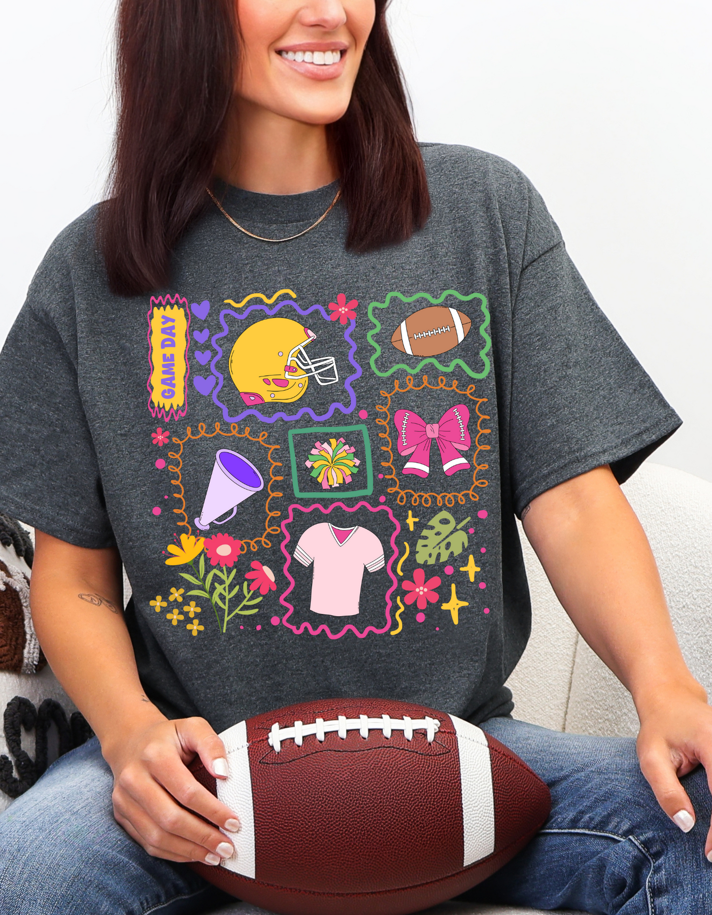 Girly Football Collage Graphic Tee