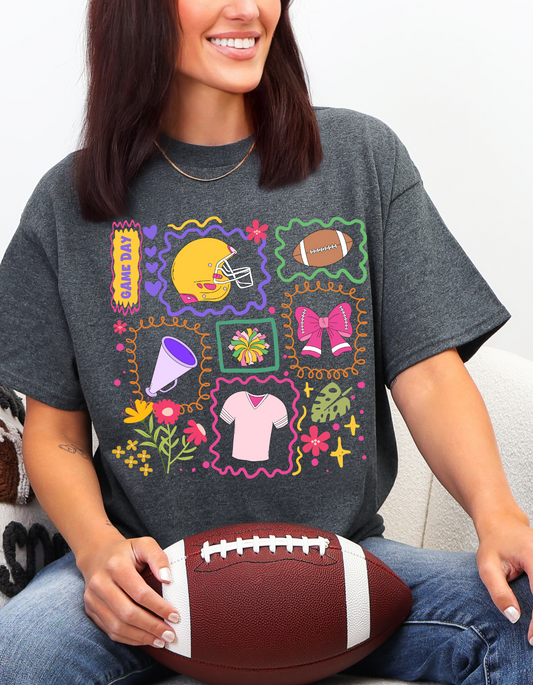 Girly Football Collage Graphic Tee