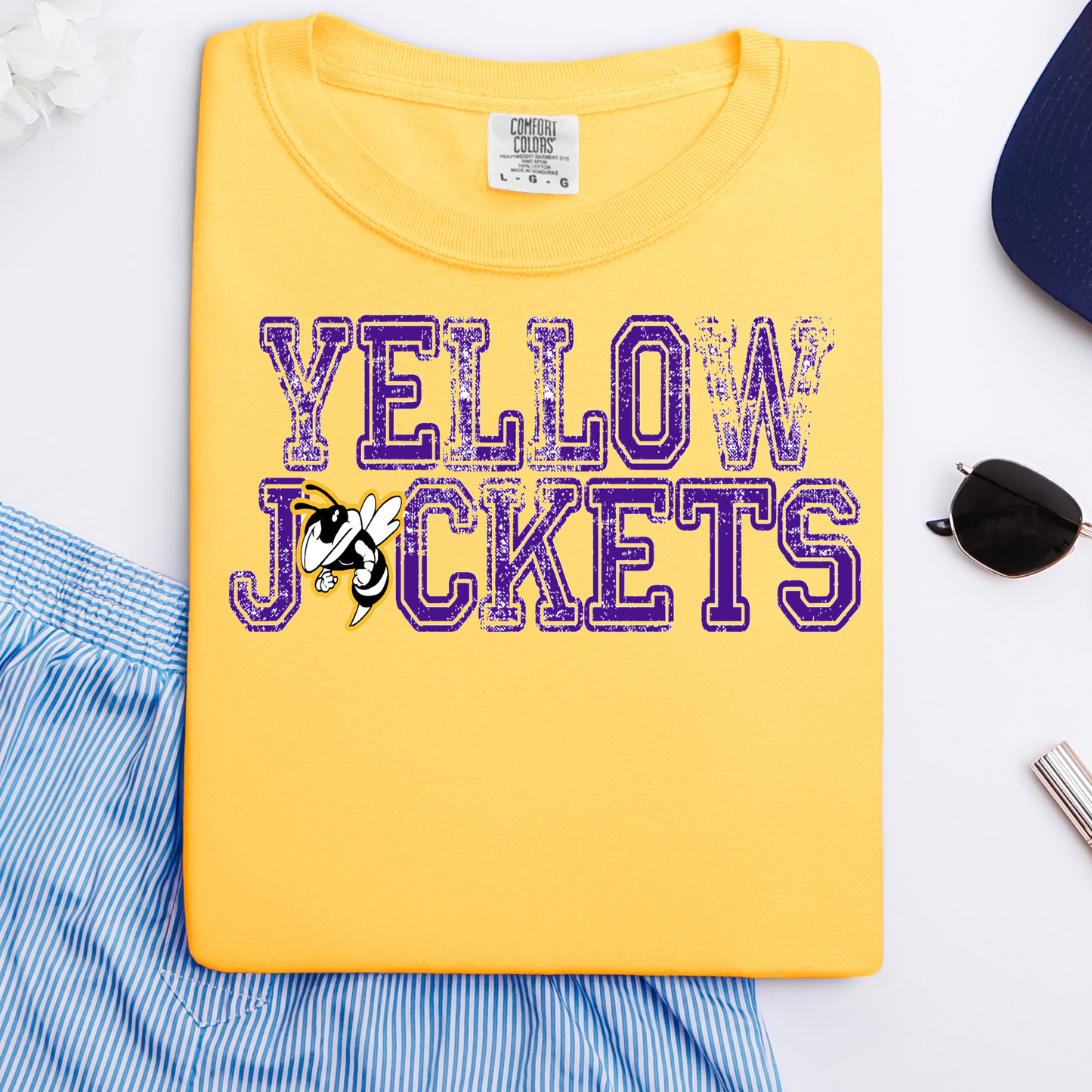 Yellow Jackets Distressed Graphic Tee
