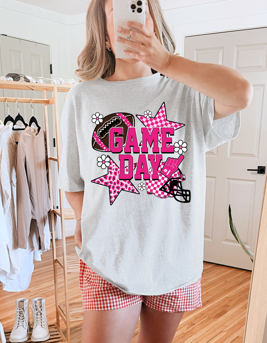 Pink Football Game Day Graphic Tee