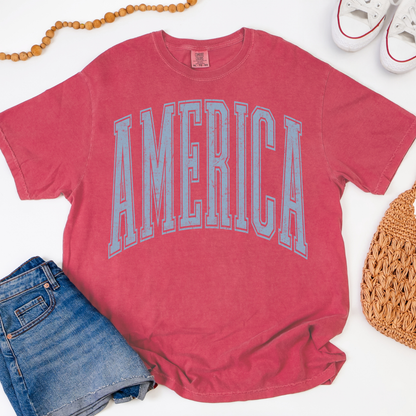 America Blue Ink Graphic Tee