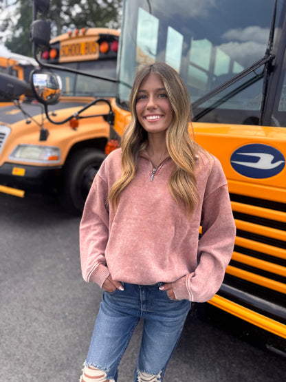 More Ya Know Quarter Zip Sweatshirt - Rust