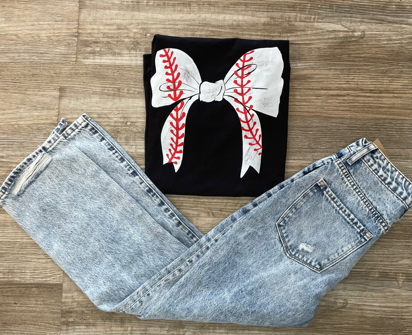 Baseball Bow Graphic Tee - Adult