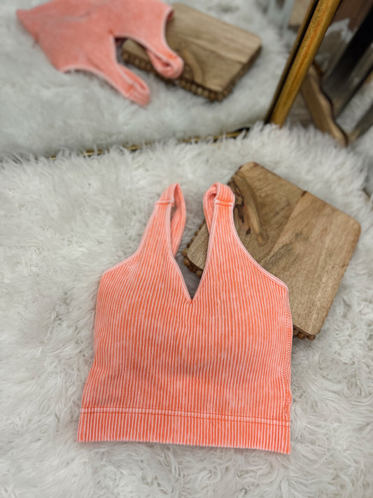 DOORBUSTER Ribbed Bralette - Coral
