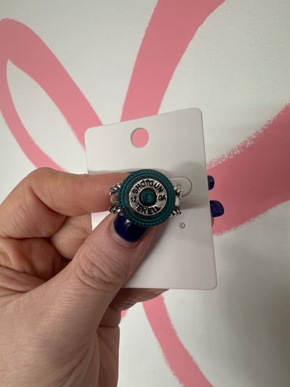 12 GA Shotgun Bullet Shell Stretch Ring - Turquoise