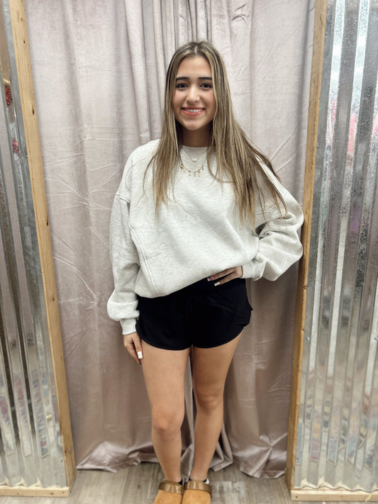 Work It Out Fold-Over Running Shorts - Black