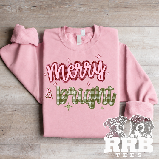 Merry & Bright Gingham Graphic Tee