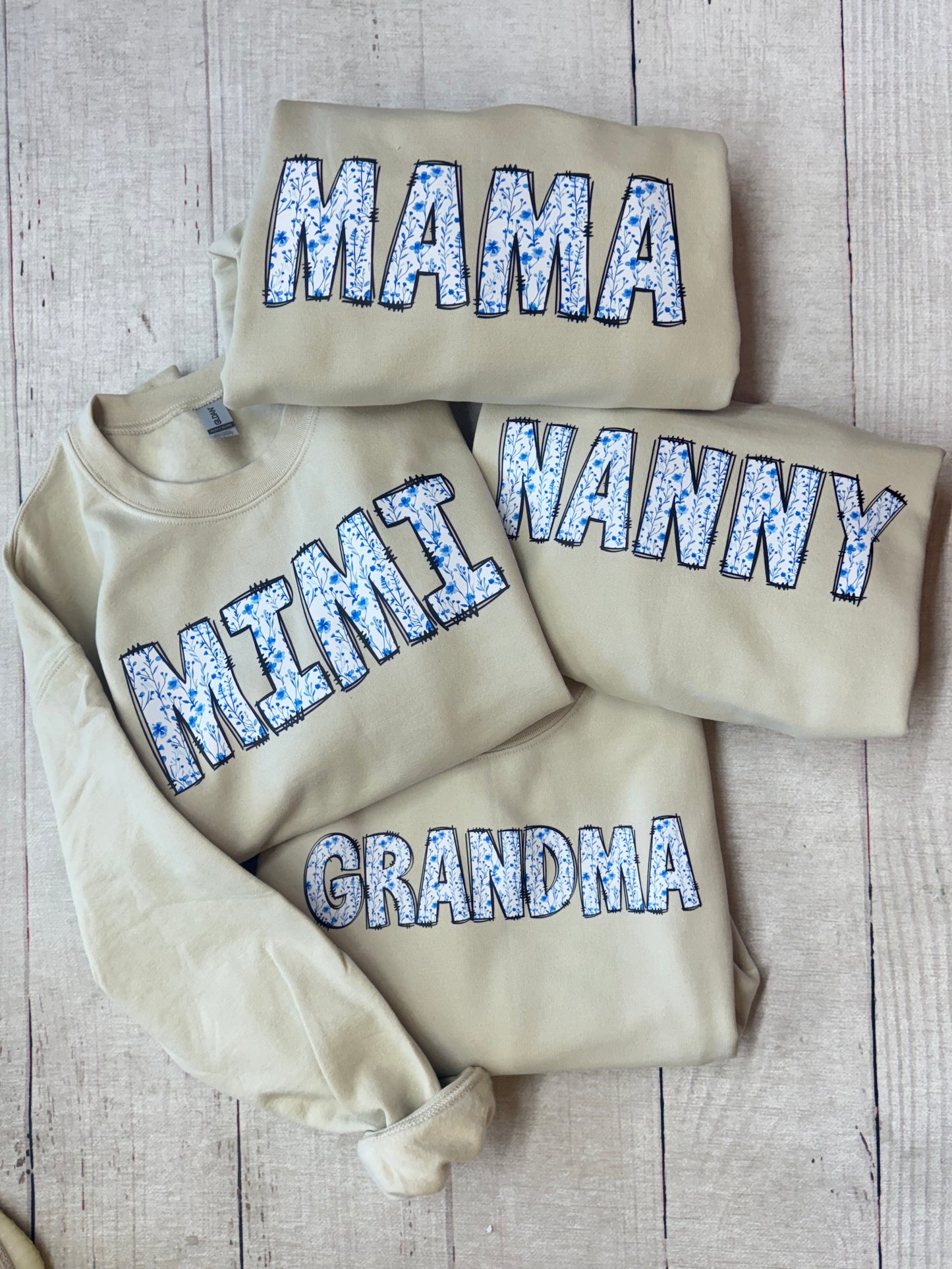 Custom Name Floral Crewneck Sweatshirt