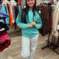 Warm Me Up Acid Wash Crewneck - Turquoise