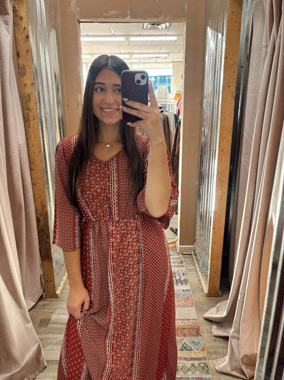 DB - Floral Rust Maxi Dress