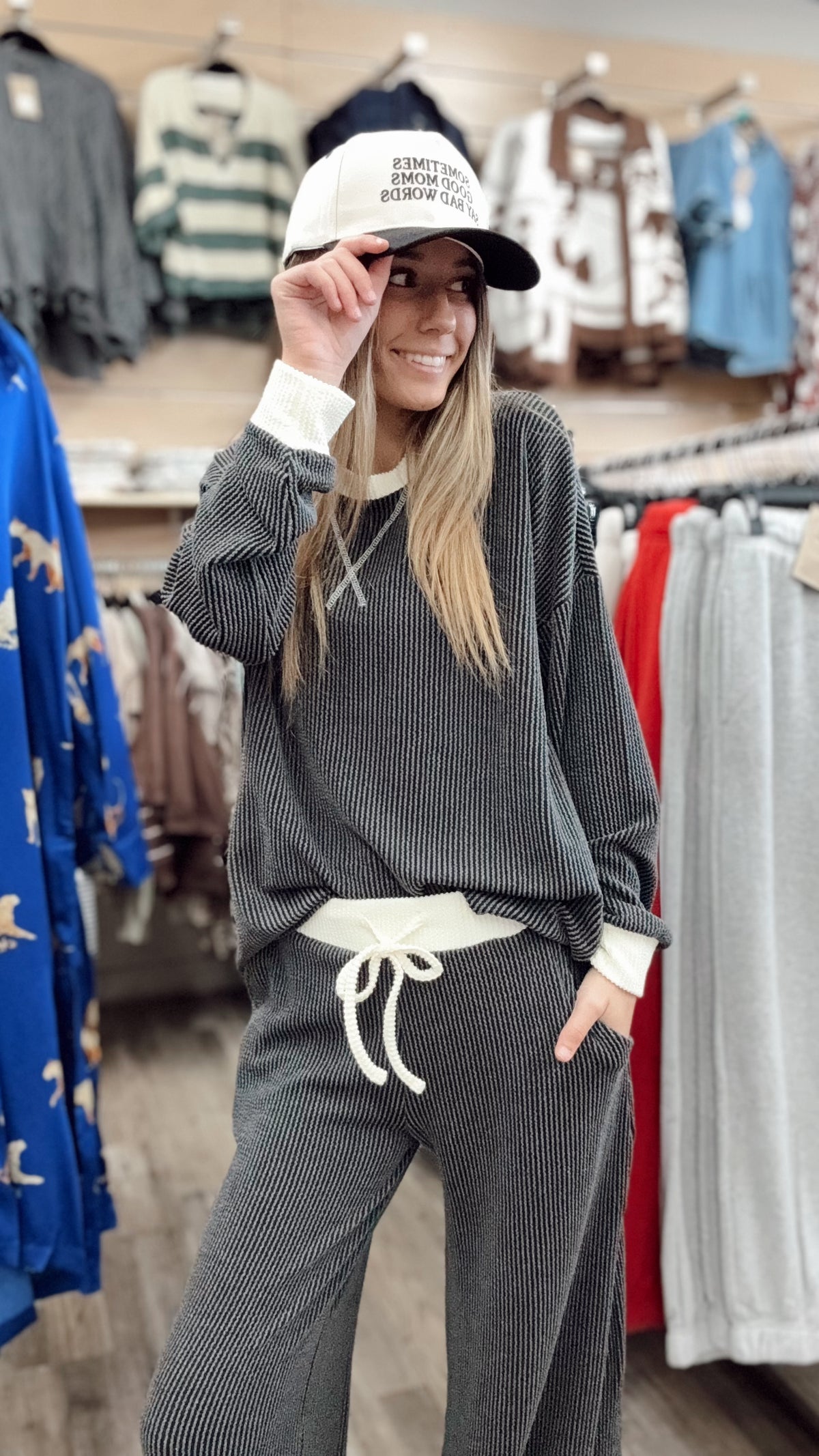 Match Made Ribbed 2 Piece Set - Charcoal