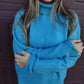 Pumpkin Patch Cozy Turtleneck Sweater - Sky