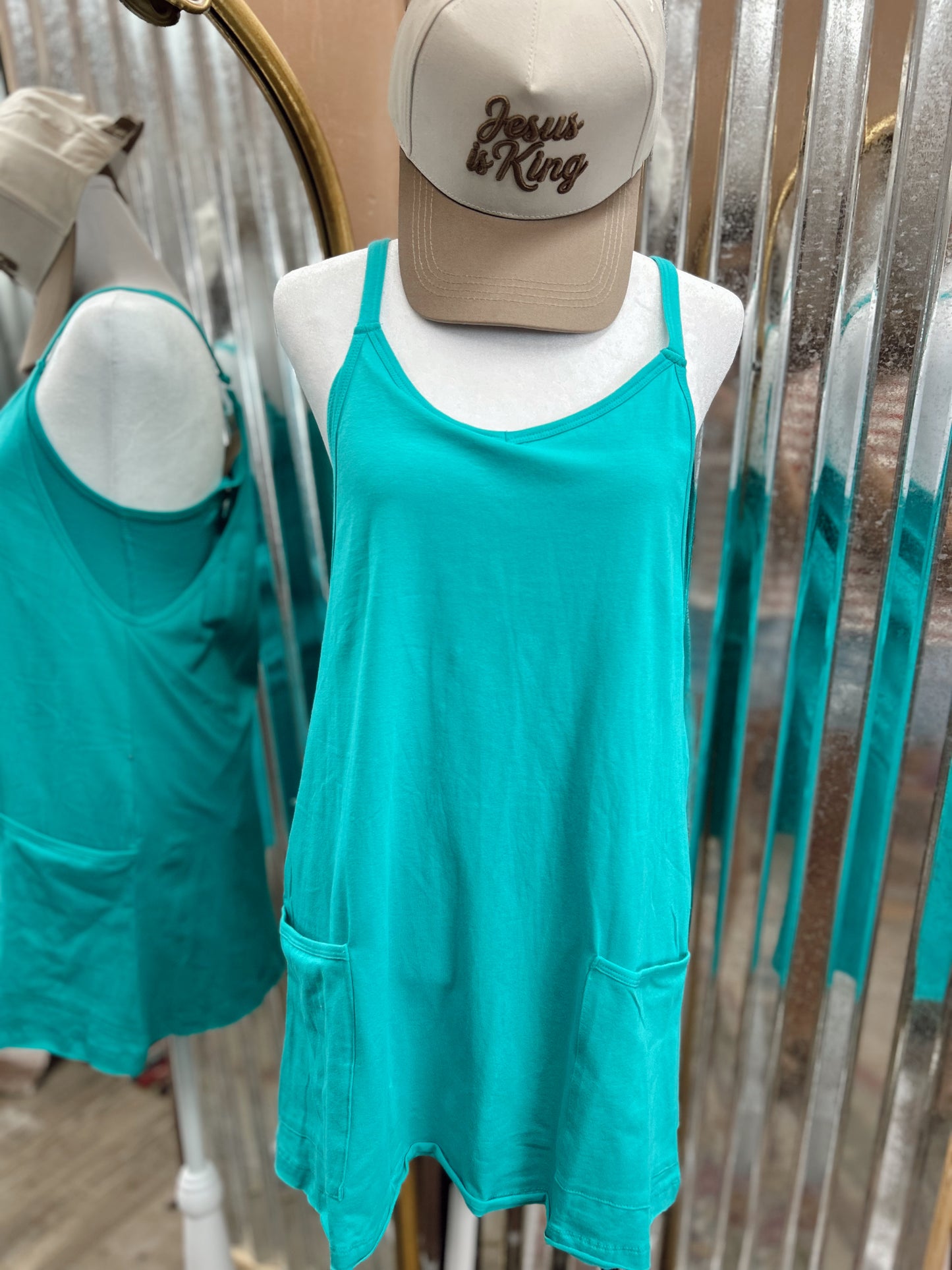 DOORBUSTER Mini Dress Romper - Blue Turquoise