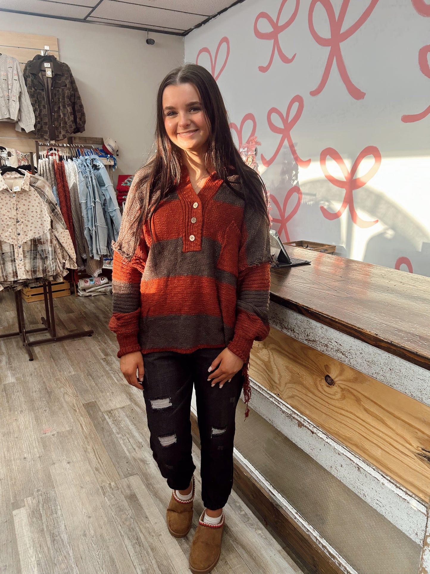 Daydreaming Striped Sweater - Rust