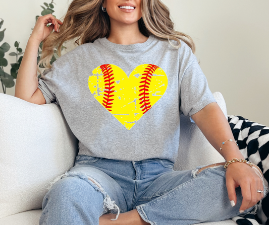 Softball Heart Graphic Tee - Youth