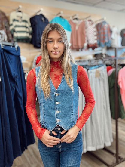 Day Dream Lace Top - Red